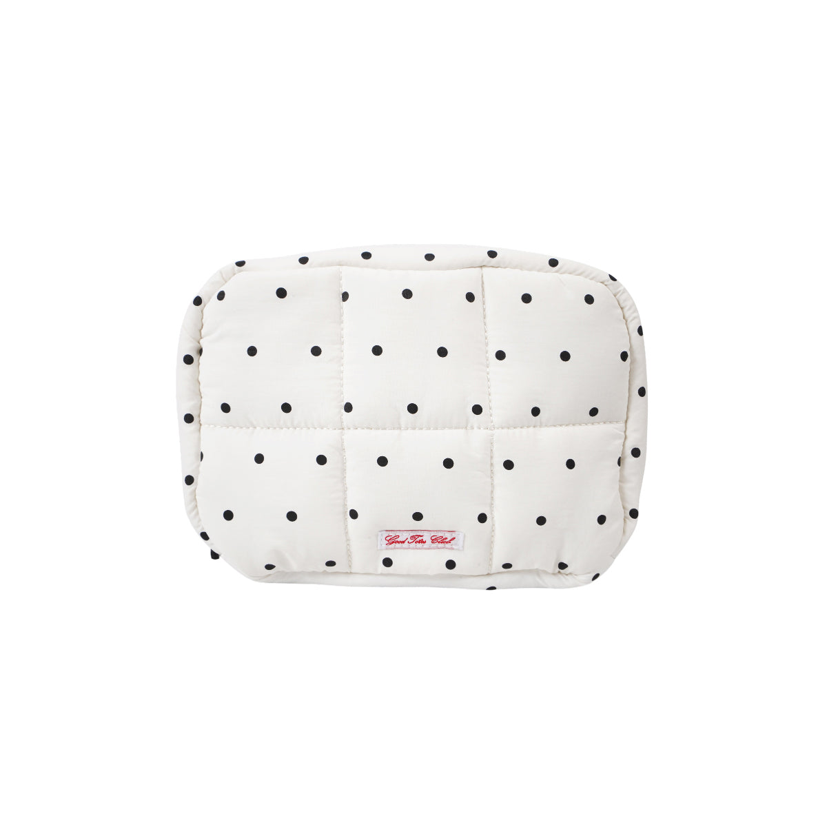 Jumbo Bread Puffer Pouch (White Polka Dot)