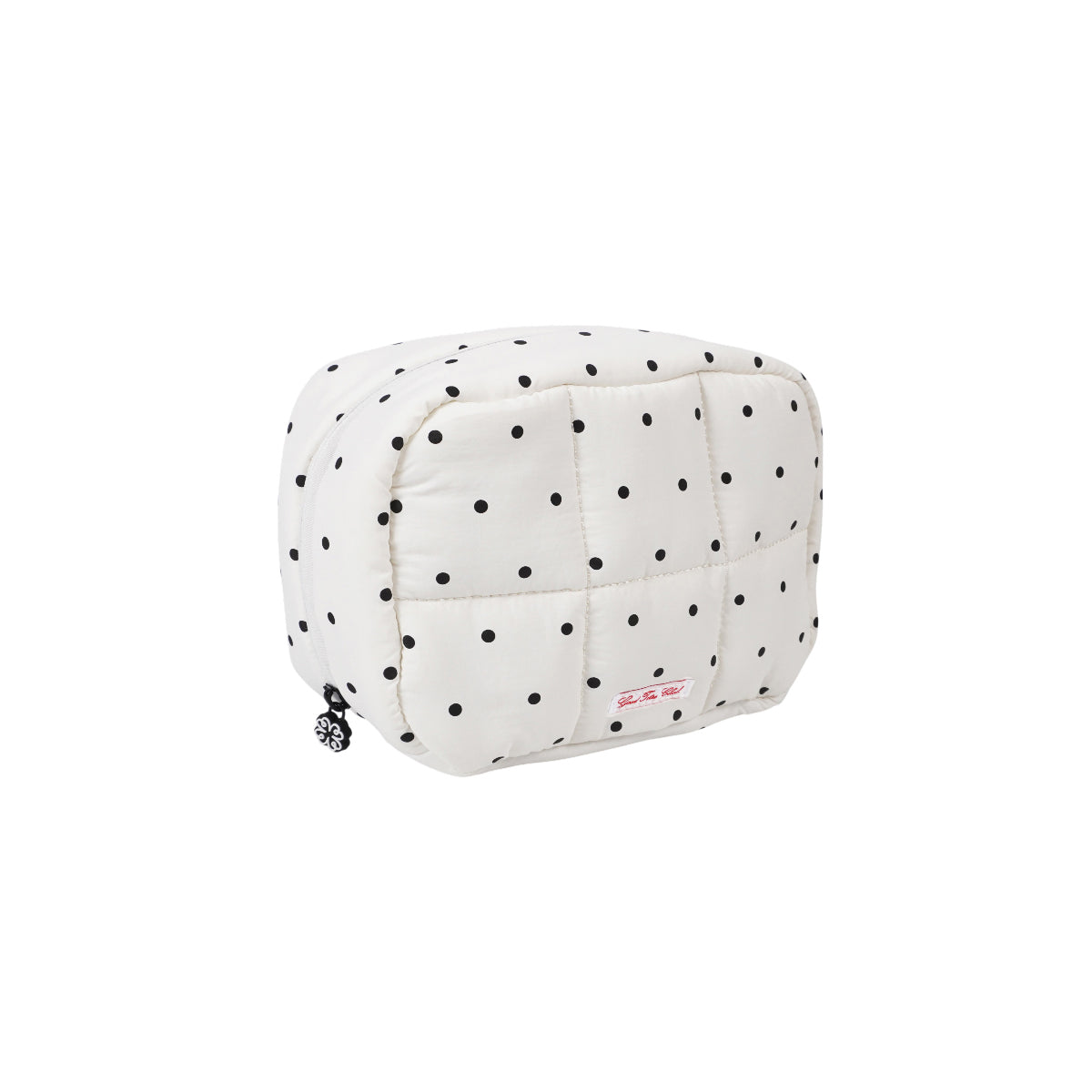 Jumbo Bread Puffer Pouch (White Polka Dot)
