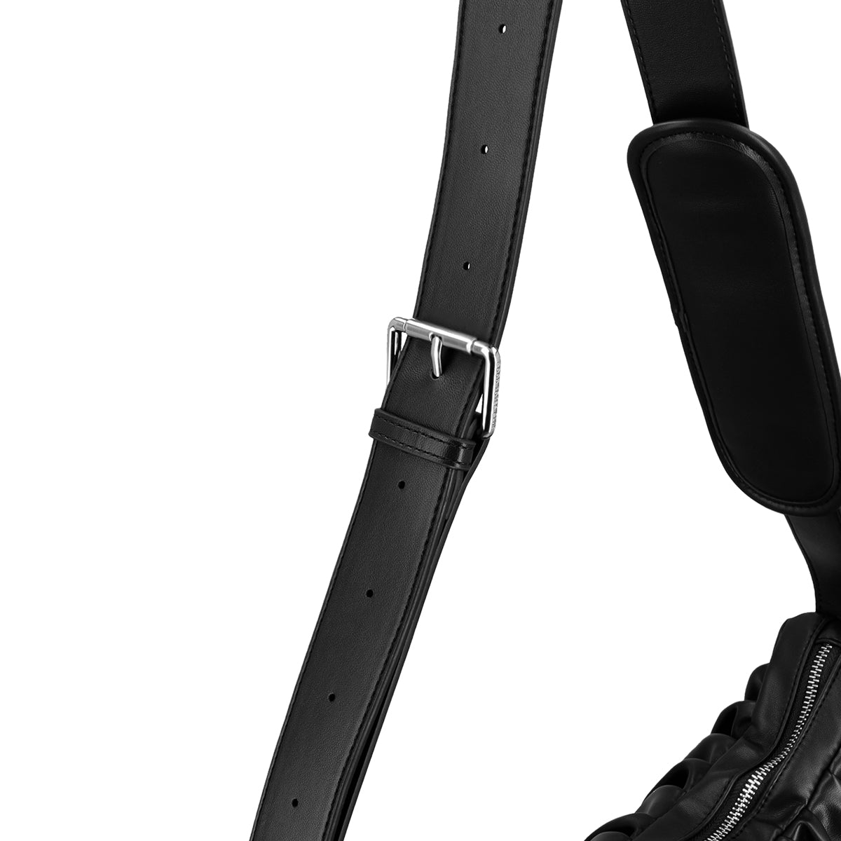 Leather Croissant Carryall (Black)