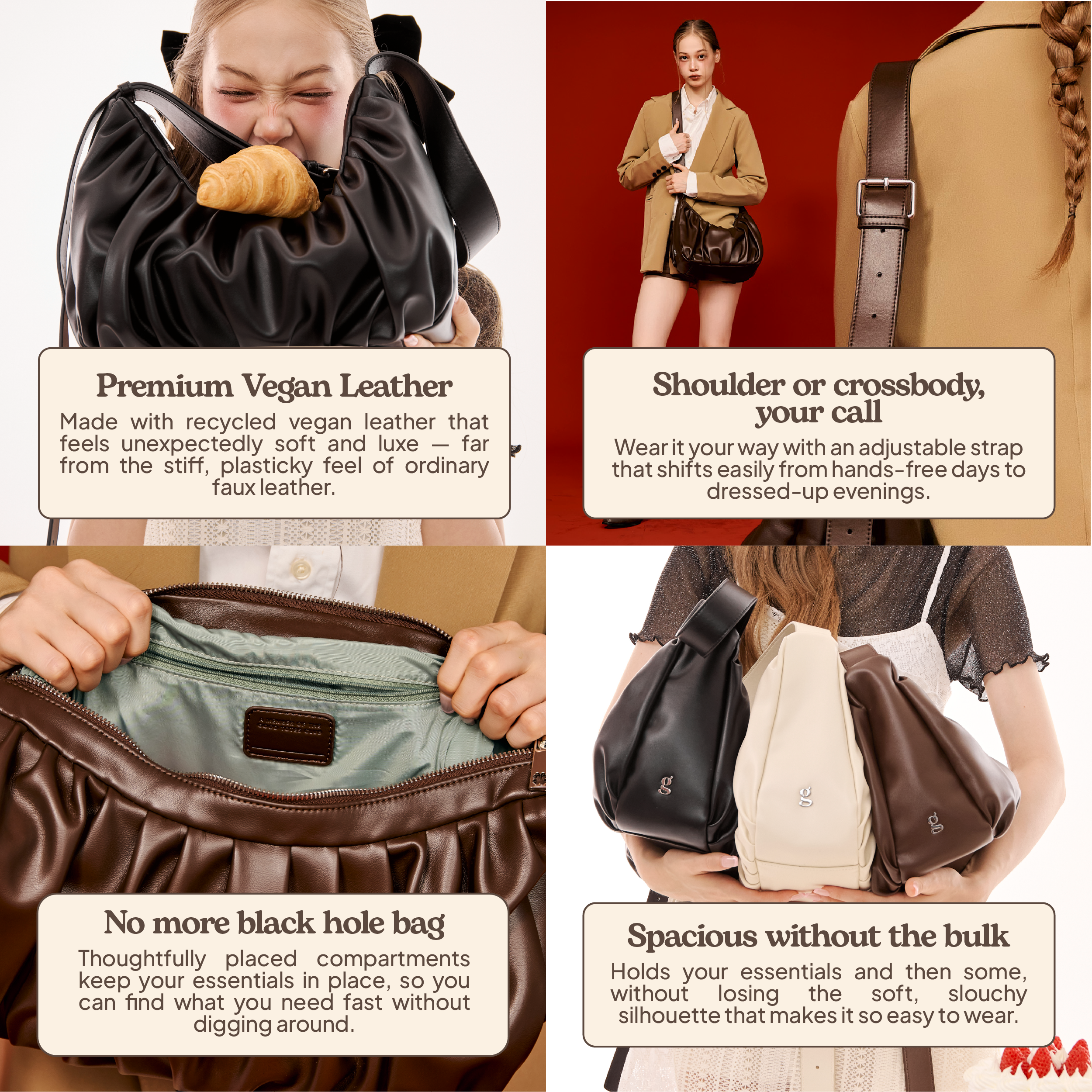Leather Croissant Sling (Espresso)
