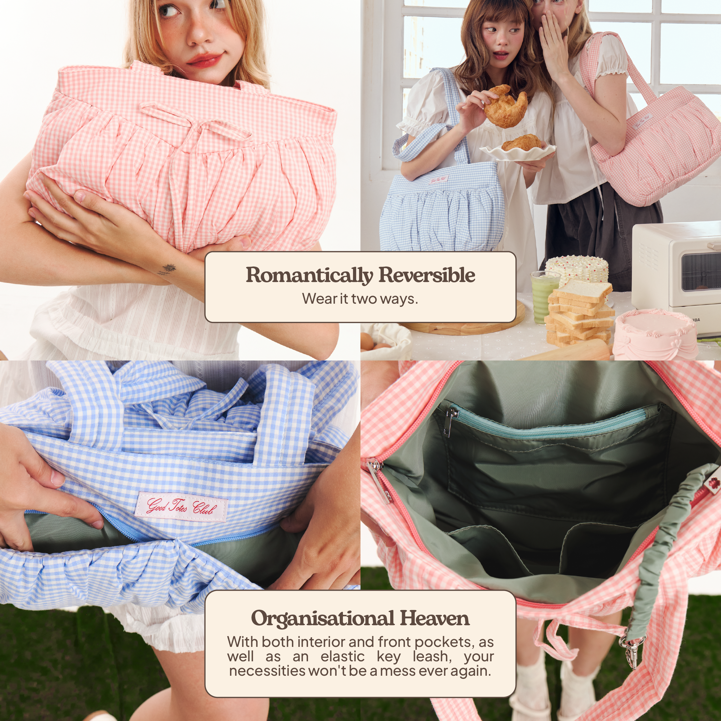 Mini Soufflé Tote (Blue Gingham)